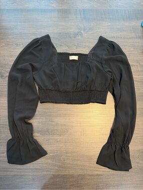 Altar'd State Black Long-Sleeve Crop Top
